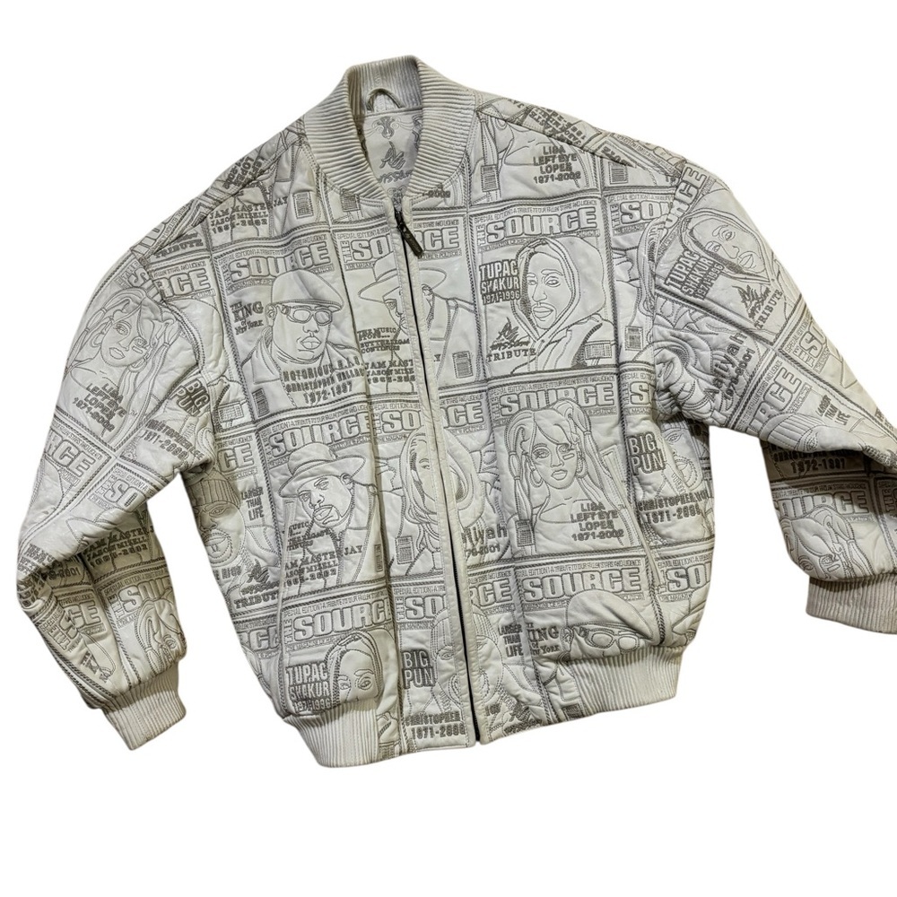 Al wissam Rare vintage The source magazine white leather jacket size 2XL